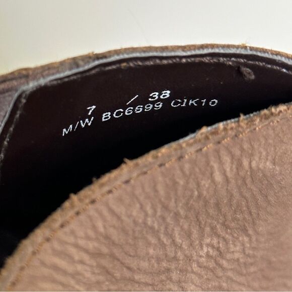 B.O.C. Brown Leather Slip-on Heels Shoes Open Toe - Picture 8 of 8